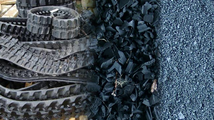 recyclage chenilles caoutchouc